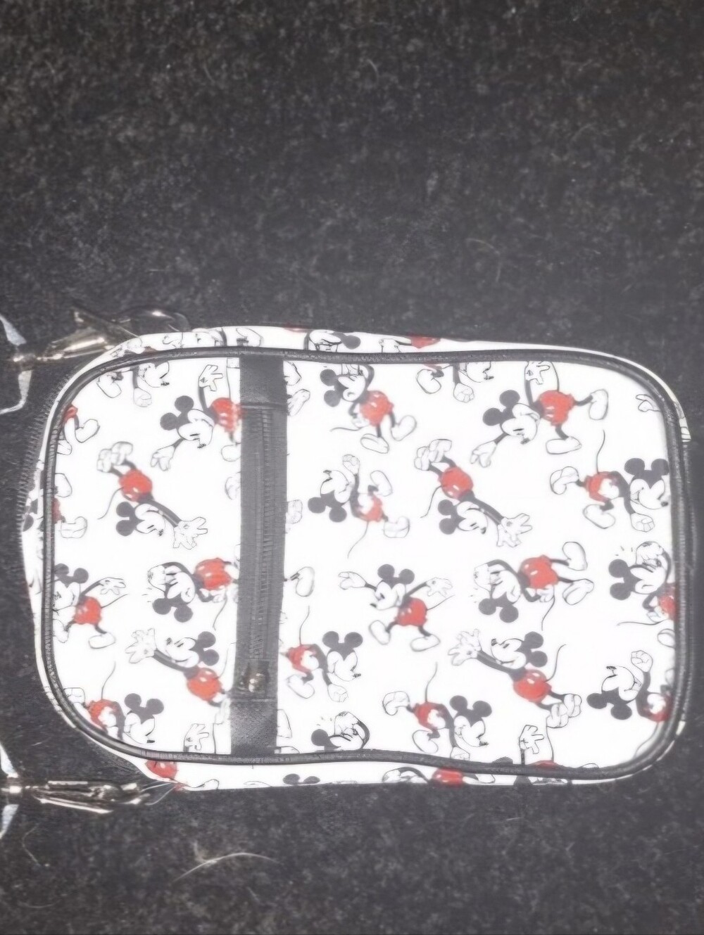 Disney White Mickey Pattern Belt Bag with Black Strap and Red Details